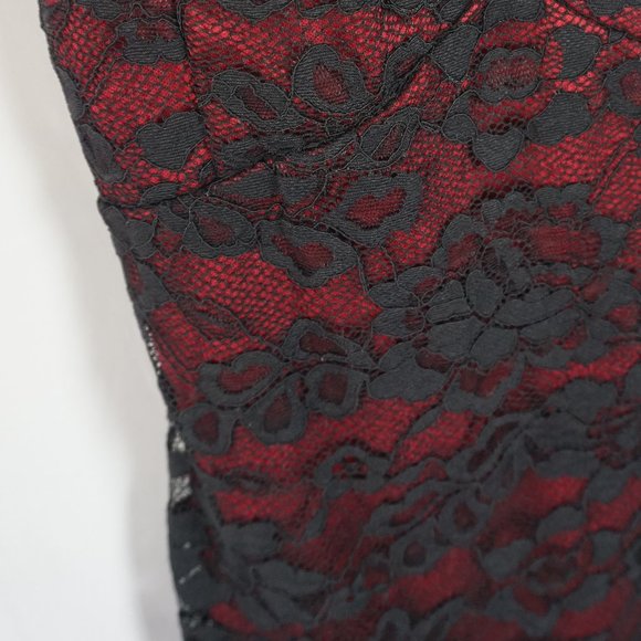 Ax Paris Lace Strappy Bodycon Dress - Black & Red - Picture 3 of 11